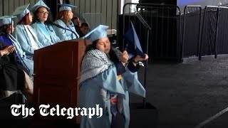 Columbia University student rips up degree in proPalestine protest during graduation [upl. by Thamos]