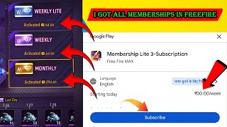 I GOT FREE WEEKLY MEMBERSHIP  WEEKLY LITE MEMBERSHIP  MONTHLY MEMBERSHIP IN FREEFIRE [upl. by Muhcon]