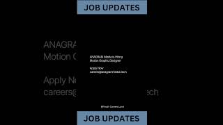 ANAGRAM is Hiring Motion Graphic Designer  Apply Now [upl. by Vashtee]