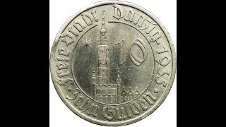 Wolne Miasto Gdańsk 10 guldenów 1935 Ratusz st 22 16767613356 [upl. by Luby183]