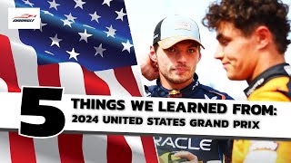 5 Things We Learned From The F1 2024 United States Grand Prix F1 News [upl. by Crowe]