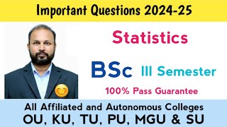 Statistics Important Questions 202425 BSc III Semester 3rd Sem Imp Stats OU PU KU TU MGU SU [upl. by Laehpar]