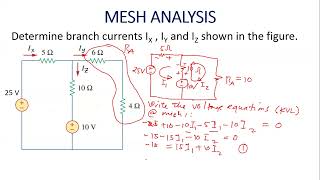 MESH ANALYSIS Example No 1 in DC CIRCUITS [upl. by Orlanta]