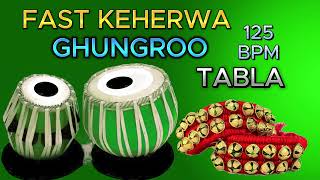 FAST KEHERWA GHUNGROO TABLA LOOPS 125 BPM  GHUNGROO TABLA  GHUNGROO AND TABLA  FAST KEHERWA [upl. by Llenoil]