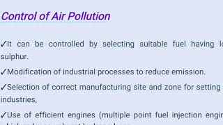 CONTROL OF AIR POLLUTION Particulate and Gaseous air pollutants Air pollution [upl. by Kreg]