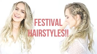 Easy Festival Hairstyles Tutorial  KayleyMelissa [upl. by Elma80]