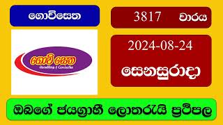 Govisetha 3817 20240824 ගොවිසෙත ලොතරැයි ප්‍රතිඵල Lottery Result NLB Sri Lanka [upl. by Tacita]