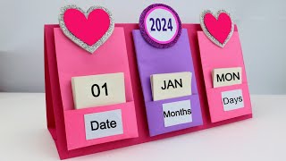 How to make New Year 2024 Desk Calendar  DIY Calendar  Handmade Desk Calendar  New Year Crafts [upl. by Cazzie563]