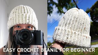 Easy Crochet Beanie for Absolute Beginners [upl. by Fulvi793]