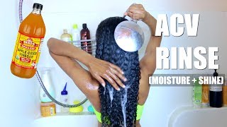 Apple Cider Vinegar Rinse On Natural Hair Shine  Moisture ALL HAIR TYPES [upl. by Anaytat79]