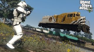 GTA 5 Mods  STORMTROOPER VS THE TRAIN [upl. by Jobi135]