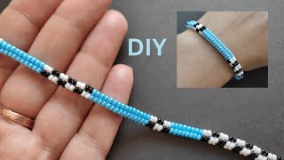 How to make seed bead bracelets beaded bracelet tutorial herringbone beading diy [upl. by Alwyn247]