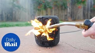 Tech vlogger tests an Apple Homepod with a blow torch  Daily Mail [upl. by Zellner37]