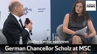 Hadley Gamble interviews German Chancellor Olaf Scholz at MSC [upl. by Uzziel]