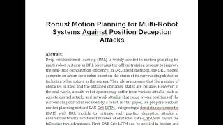 Robust Motion Planning for Multi Robot Systems Against Position Deception Attacks [upl. by Any]