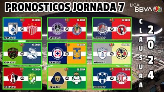 PREDICCIONES FECHAS y HORARIOS de la JORNADA 7 de la LIGA MX torneo CLAUSURA 2024 [upl. by Socher]