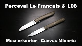 Perceval Le Francais amp L08 Olive Micarta Messerkontor [upl. by Leffen]