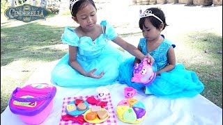 Princess CINDERELLA amp Sister 💖 Mainan Anak Picnic Basket  Tea Party 💖 Lets Play Jessica Jenica [upl. by Valdis]