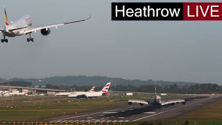 🔴London Heathrow Airport Live Crosswind Landings Storm Pia Emirates Dubai A380 British Airways A350 [upl. by Yerac]