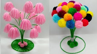 ऊन से गुलदस्ता बनाने के तरीकेDIY EASY WOOLEN FLOWERS GULDASTAWOOLEN FLOWER VASE CRAFT IDEA [upl. by Weitzman]