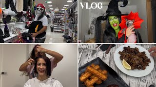 VLOG  fiesta de Halloween nos hacemos un piercing me corto mucho el pelo 🎃🔮💇🏻‍♀️ [upl. by Eiveneg90]