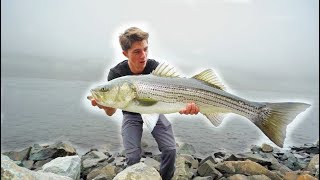 Most INSANE GIANT Striped Bass TOPWATER Fishing  Striper Mayhem D1 [upl. by Elmore963]