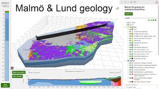 3D geological map of Malmö and Lund Sweden [upl. by Kleinstein]