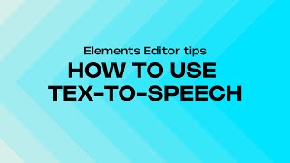 ELEMENTS EDITOR HOW TO USE TEXTTOSPEECH ON YOUR ALERTS [upl. by Amalberga]