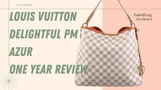 Louis Vuitton Damier Azur Delightful PM Review and Wear and Tear [upl. by Etheline]