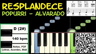 RESPLANDECE Popurri Piano Tutorial Cover Facil  Partitura PDF Acordes [upl. by Gina853]