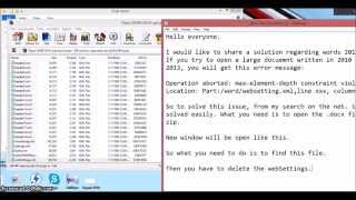 Solution to error for opening Office 2010 large document in Office 2013 [upl. by Norreht516]