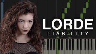 Lorde Liability  Hard Piano Tutorial Synthesia [upl. by Jeth]