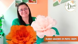 🖌Como hacer 🌼FLORES GIGANTES🌹 de papel Crepe en Dinarte con Dina Castaño🌺 [upl. by Ojybbob]