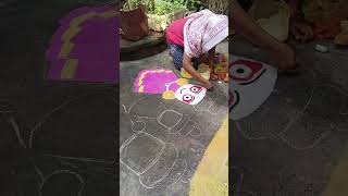 Jagannaath rangoli  ratha tanuthibi 🤗 jagannath puri puri rangoli panchukarangoli love [upl. by Naveb]