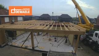 Montage van een houtskeletbouw woning timelapse [upl. by Sahc]