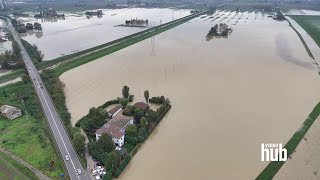 Maltempo Emilia Romagna i campi diventano laghi il drone su San Giovanni in Persiceto [upl. by Aidni]