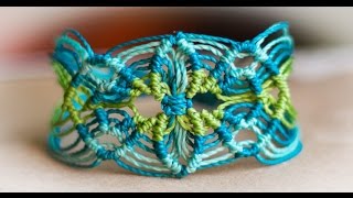 tutorial pulsera macramé cavandoli flor pulseras de hilo [upl. by Direj]