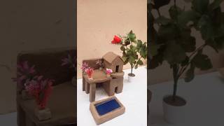 Mini clay house with swimming pool 🏊  clayhouse mudhouse craft [upl. by Aihselef154]