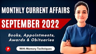 September 2022 Monthly Current Affairs  Appointments Books Awards Obituary [upl. by Bigford]