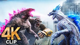 Godzilla amp Kong Vs Shimo amp Skar King  Fight Scene  GODZILLA X KONG THE NEW EMPIRE Movie CLIP 4K [upl. by Klug459]