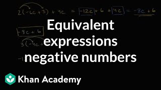 Equivalent expressions with distribution and negative numbers  7th grade  Khan Academy [upl. by Idolla]