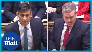 Rishi Sunak vs Keir Starmer Furious exchange over illegal immigration [upl. by Lebasi182]