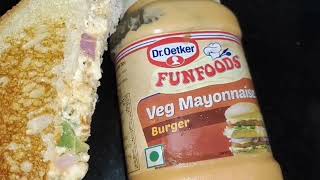 How to make sandwich on tawa  using FUNFOODS veg Mayonnaise  droetkar FUNFOODS veg burger sauce [upl. by Montagna802]