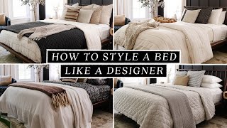 HOW TO STYLE A BED LIKE A DESIGNER 🛏️ Budget Friendly  Easy to Recreate 4 DIY Bed Ideas [upl. by Ahtiek]