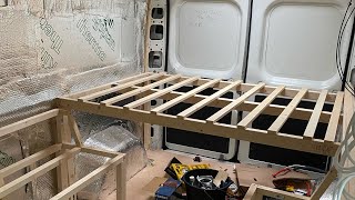 VAN BUILD  How to build a KING SIZED BED  Installing our slide out bed [upl. by Wycoff]