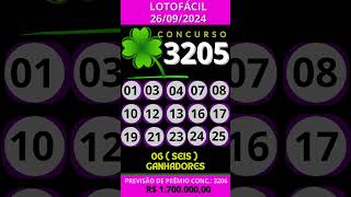 🍀 LOTOFÁCIL HOJE 26092024 CONCURSO 3205 [upl. by Mllly]