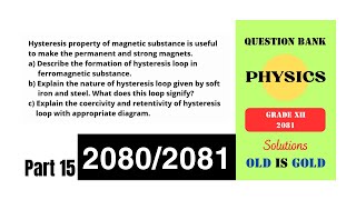 NEB Physics Class 12  Short Answer Questions  Part 15  Hysteresis Loop  Magnetism  Physics [upl. by Nelak]