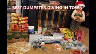 BEST DUMPSTER DIVING AND HUGE HAUL FREE Food and Christmas Gifts [upl. by Acirema]