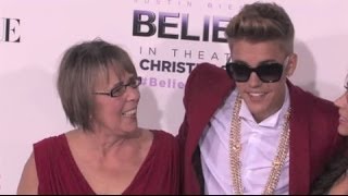 JUSTIN BIEBER brings family to Believe premiere [upl. by Haimes]