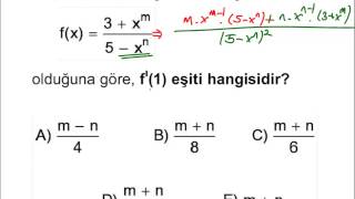 AYT Türev2  Çarpım ve Bölümün Türevi  AYT  12SINIF [upl. by Jan]